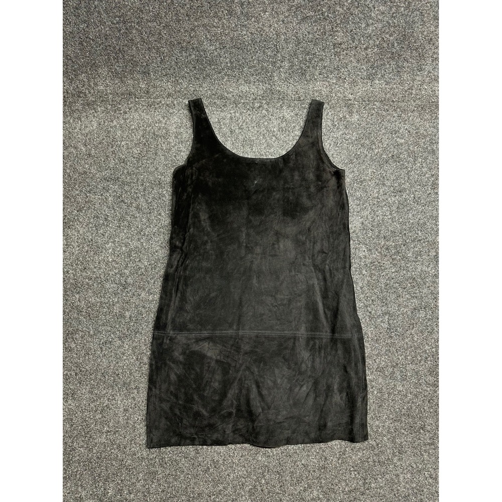 Vintage black suede leather mini dress cowgirl western chic minimalist luxury